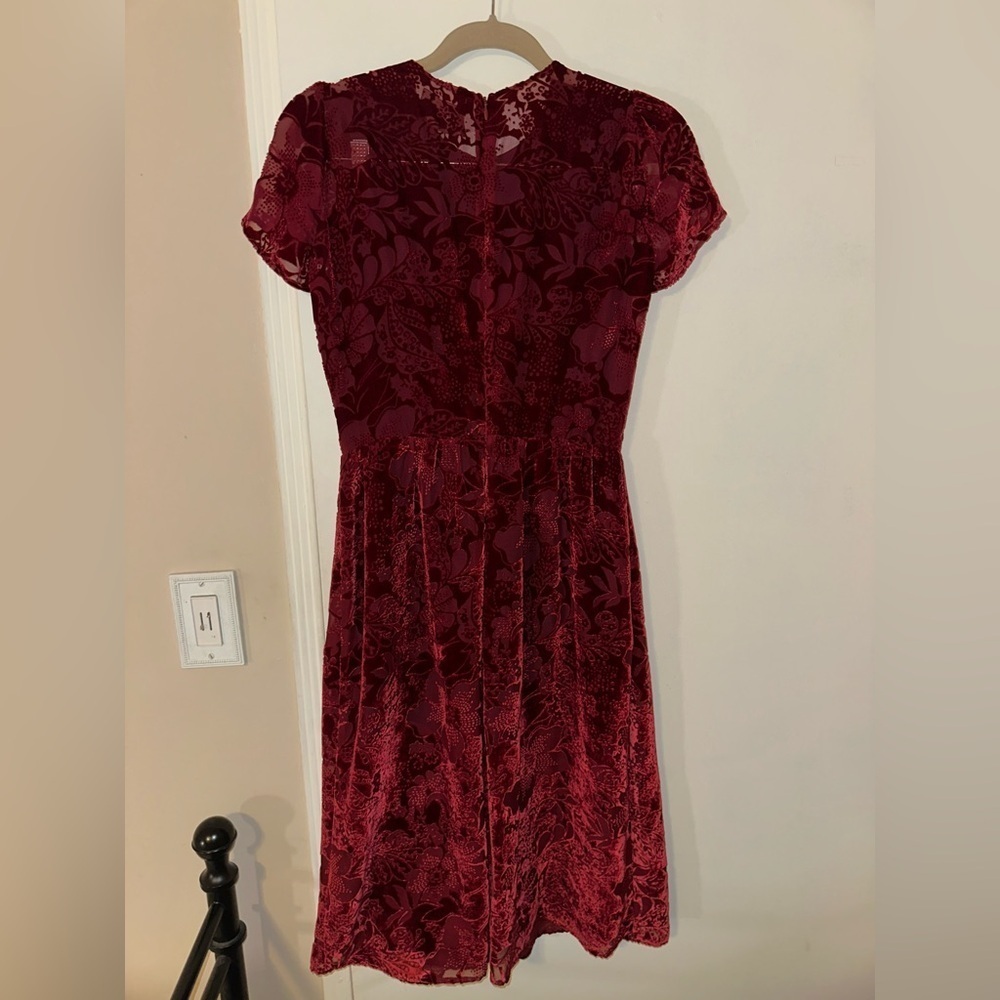 Reformation Bettina Jacquard Holiday Crimson Dress Size Small - Picture 5 of 6